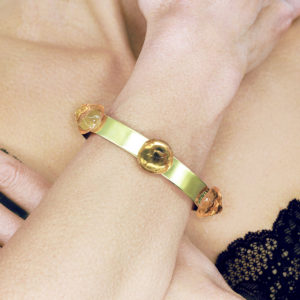 bracciale 5 moduli ottone ambra guiro